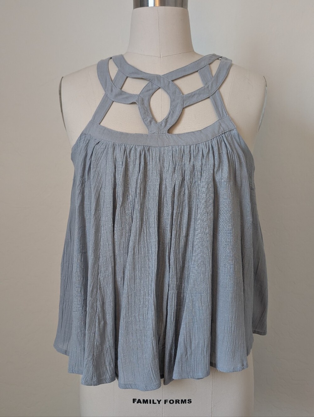 Dusty Blue Strappy Halter Women’s Top